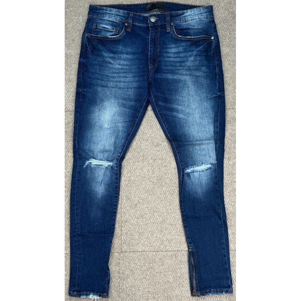 Young LA Men's Distressed Zipper Bottom Jeans Size 34x30